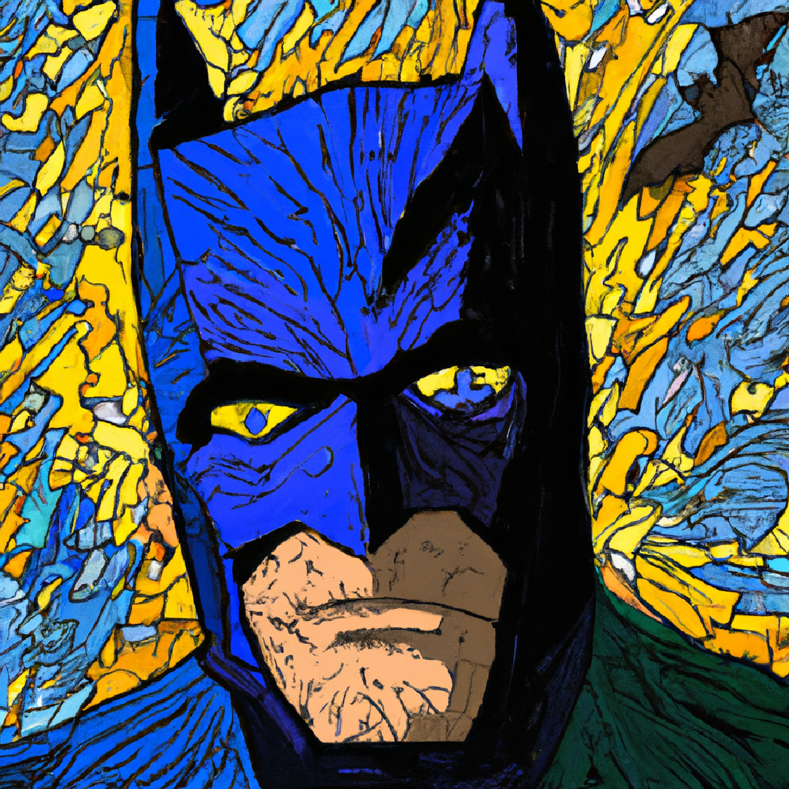 Batman inside Van Gogh Eyes